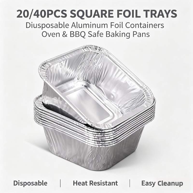 Kitchen Oven Baking Pans - 20/40 Adet Kare Tek Kullanımlık Alüminyum