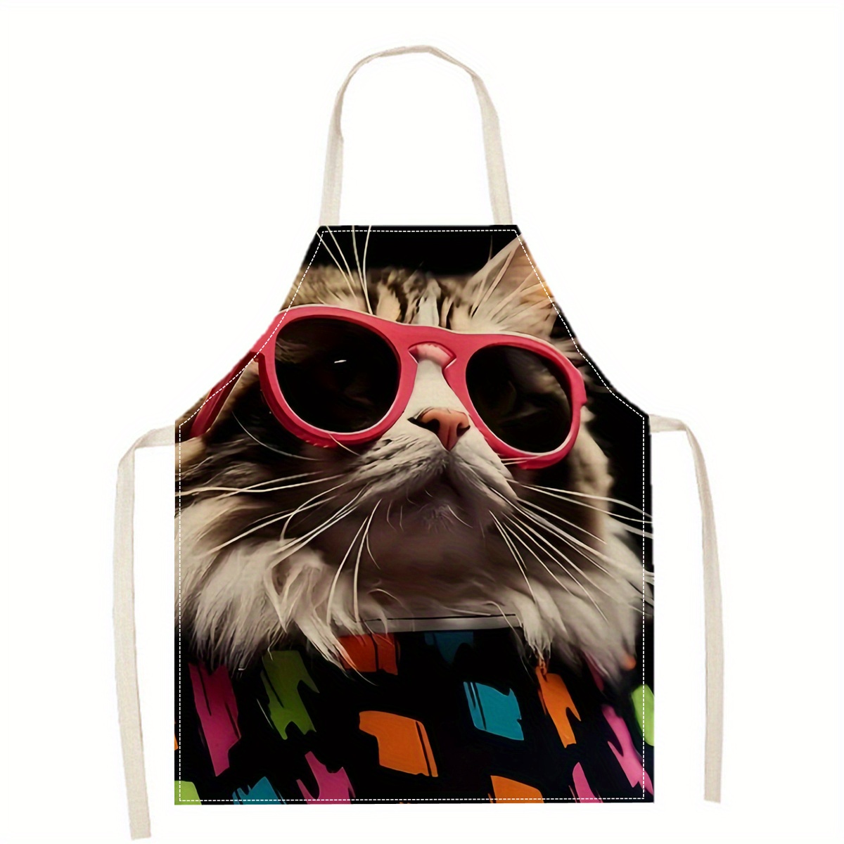 Kitchen Baking Gift Ideas - Keten Önlük Komik Kedi Güneş Gözlüğü